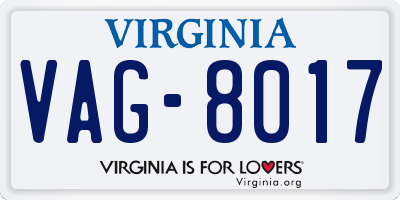 VA license plate VAG8017