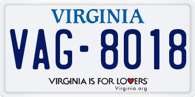 VA license plate VAG8018