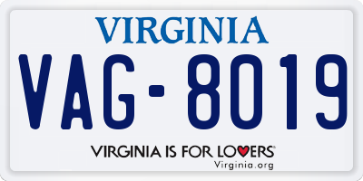 VA license plate VAG8019