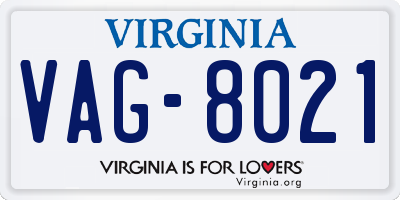 VA license plate VAG8021