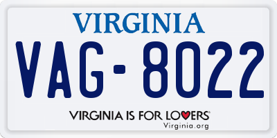 VA license plate VAG8022