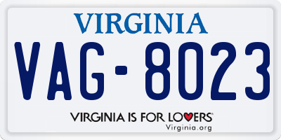 VA license plate VAG8023