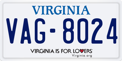 VA license plate VAG8024