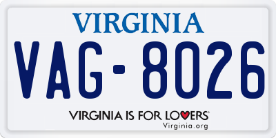 VA license plate VAG8026