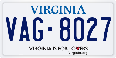VA license plate VAG8027