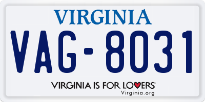VA license plate VAG8031