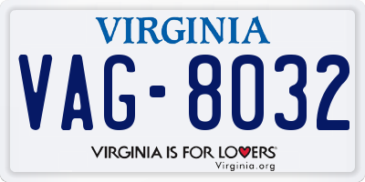 VA license plate VAG8032