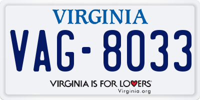 VA license plate VAG8033