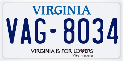 VA license plate VAG8034