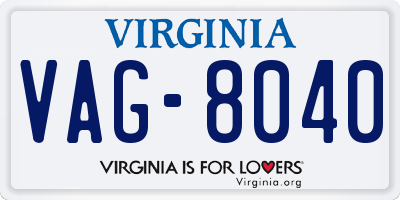 VA license plate VAG8040