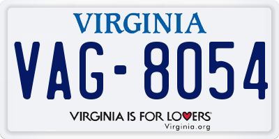 VA license plate VAG8054