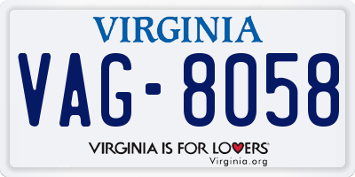 VA license plate VAG8058