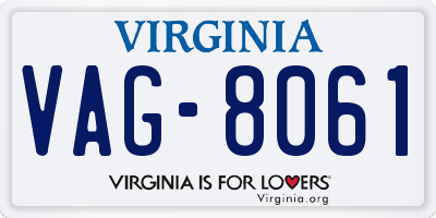 VA license plate VAG8061