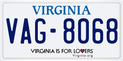 VA license plate VAG8068