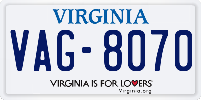VA license plate VAG8070