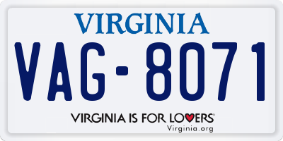 VA license plate VAG8071