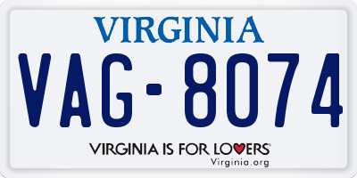 VA license plate VAG8074