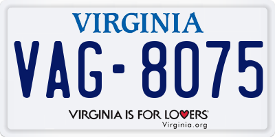 VA license plate VAG8075