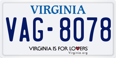 VA license plate VAG8078