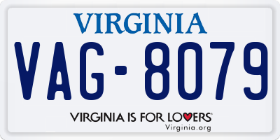 VA license plate VAG8079