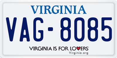 VA license plate VAG8085