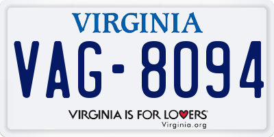 VA license plate VAG8094