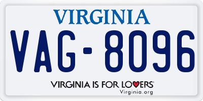 VA license plate VAG8096