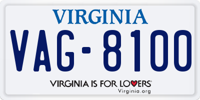 VA license plate VAG8100