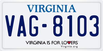 VA license plate VAG8103