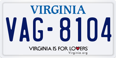 VA license plate VAG8104