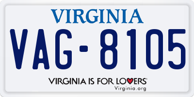 VA license plate VAG8105