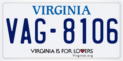 VA license plate VAG8106