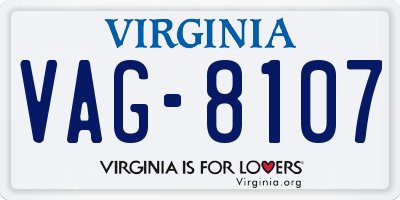 VA license plate VAG8107
