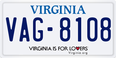 VA license plate VAG8108