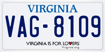 VA license plate VAG8109