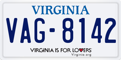 VA license plate VAG8142