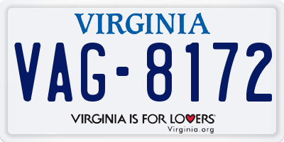 VA license plate VAG8172