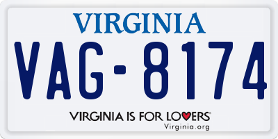 VA license plate VAG8174