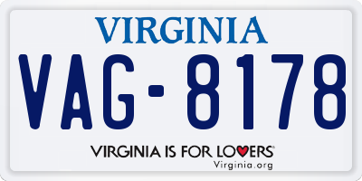 VA license plate VAG8178
