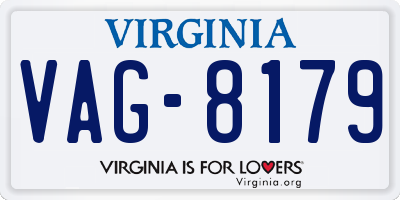 VA license plate VAG8179