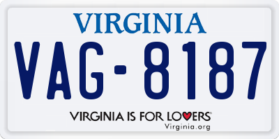 VA license plate VAG8187