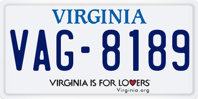 VA license plate VAG8189