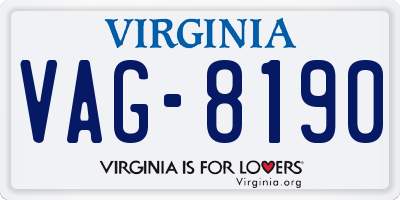 VA license plate VAG8190
