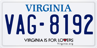 VA license plate VAG8192