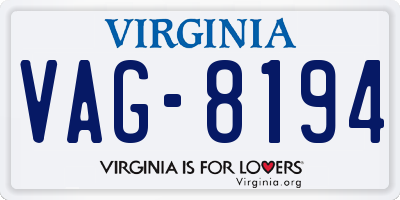 VA license plate VAG8194
