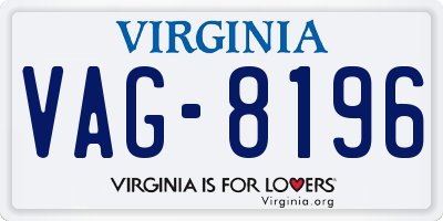 VA license plate VAG8196