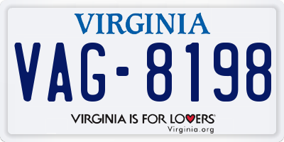 VA license plate VAG8198