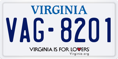 VA license plate VAG8201