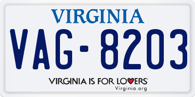 VA license plate VAG8203
