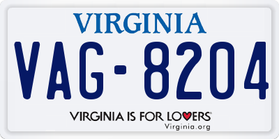 VA license plate VAG8204